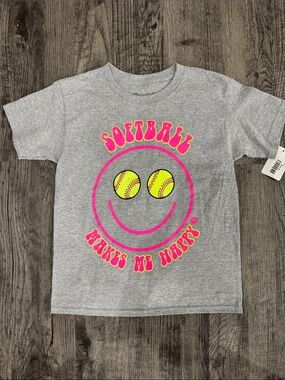 Kids' Gray 'Softball Makes Me Happy' Graphic Tee